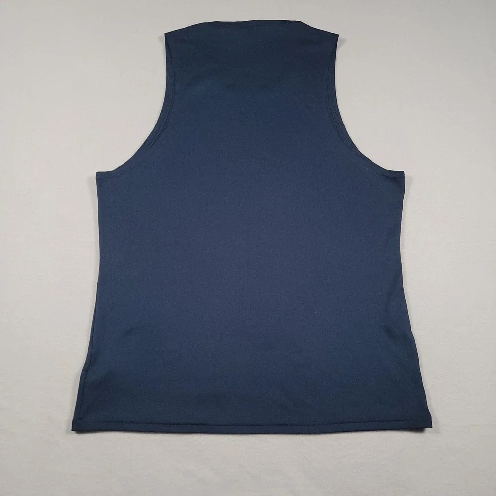 Gymshark Arrival Tank Top Men M Navy Blue Solid Slim Fit Polyester Activewear